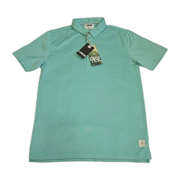 Linksoul Shirt Mens Smal Aloe Green Dry Tek Short Sleeve Golf Polo LS1242 Button - Picture 1 of 5